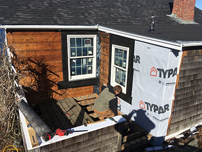 Richard working on side porch