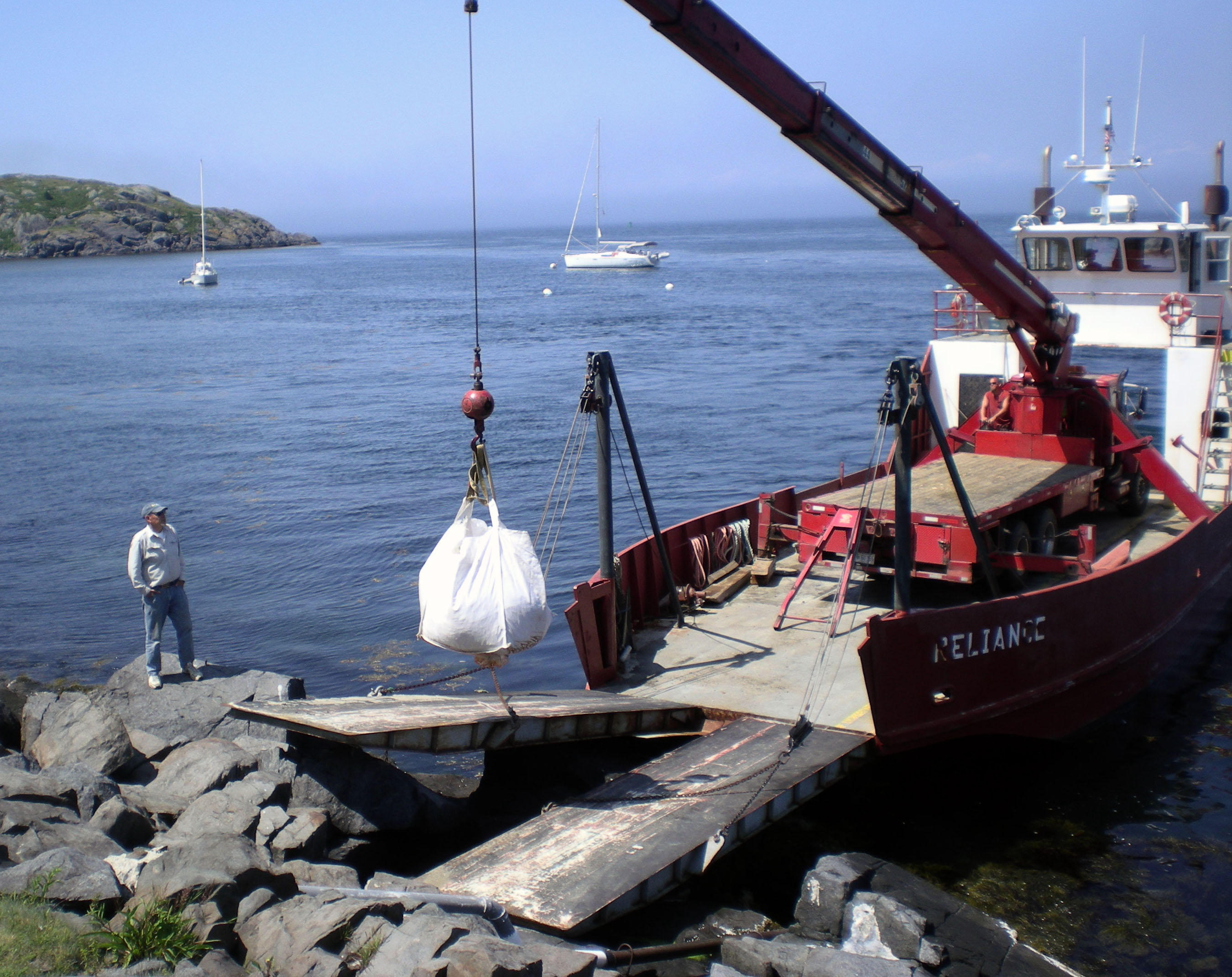 Barge with materials