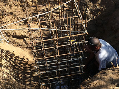 Hole and rebar for tower pad